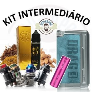 Kit INTERMEDIARIO - Drag X Plus / Troll X RTA / Bateria Efest / Cotton Vape / Juice Nasty Gold Blend - -